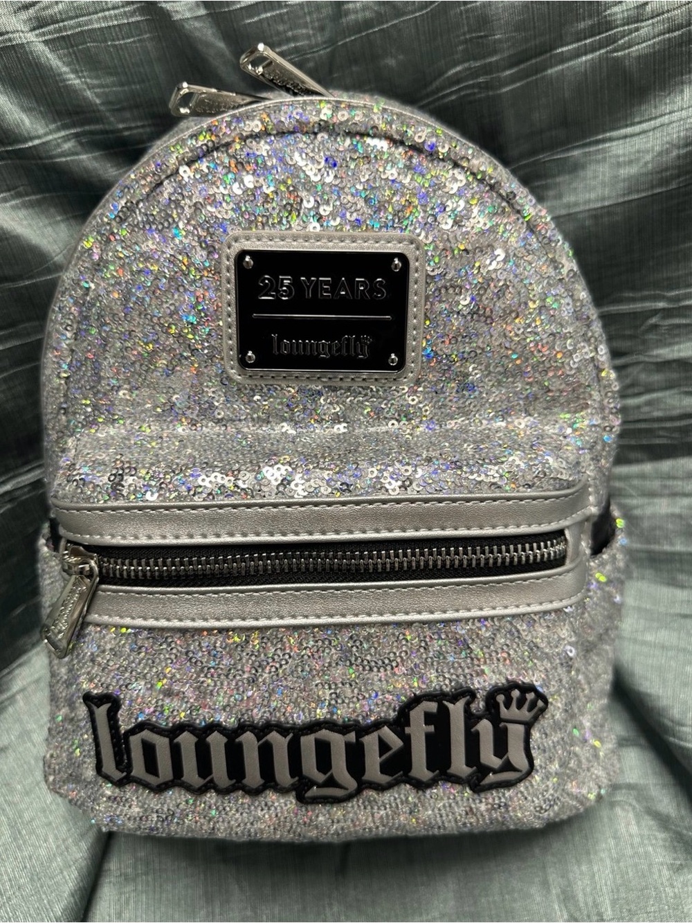 Loungefly Silver Sequin Mini Backpack - 25 Years Edition